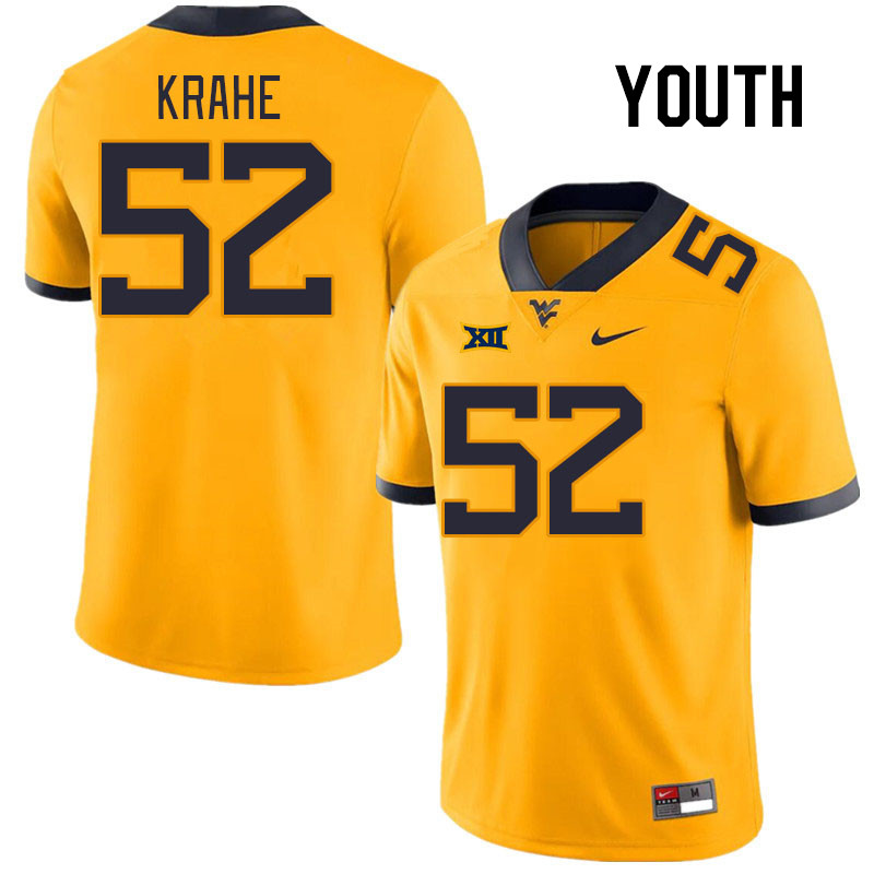 Youth #52 Nick Krahe West Virginia Mountaineers College Football Jerseys Stitched Sale-Gold
